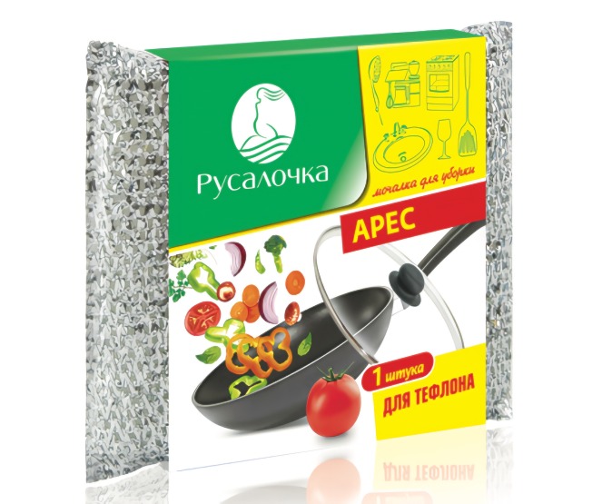 Мочалки для посуды Арес в металлической оплетке для тефлона 1шт