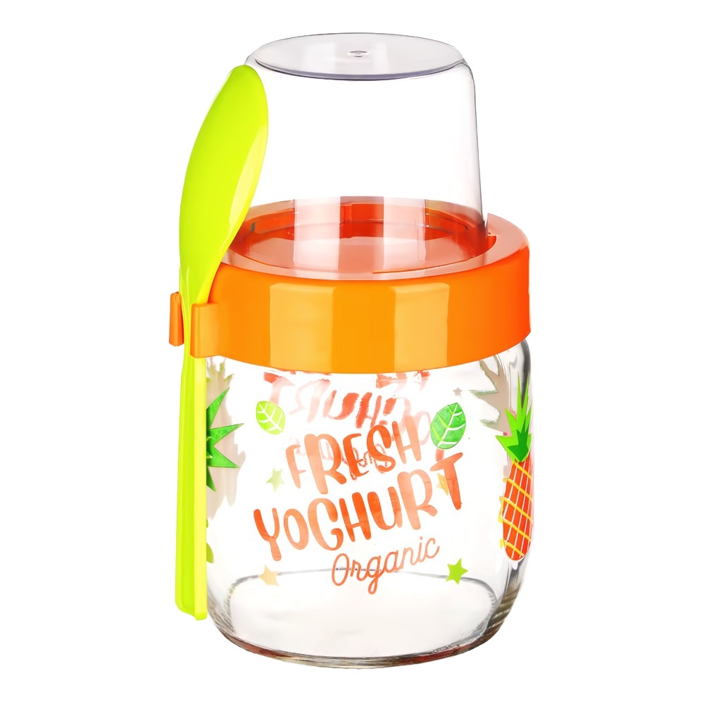 HEREVIN Банка для йогурта и мюсли с ложкой, 420мл, стекло/пластик, 131615-000