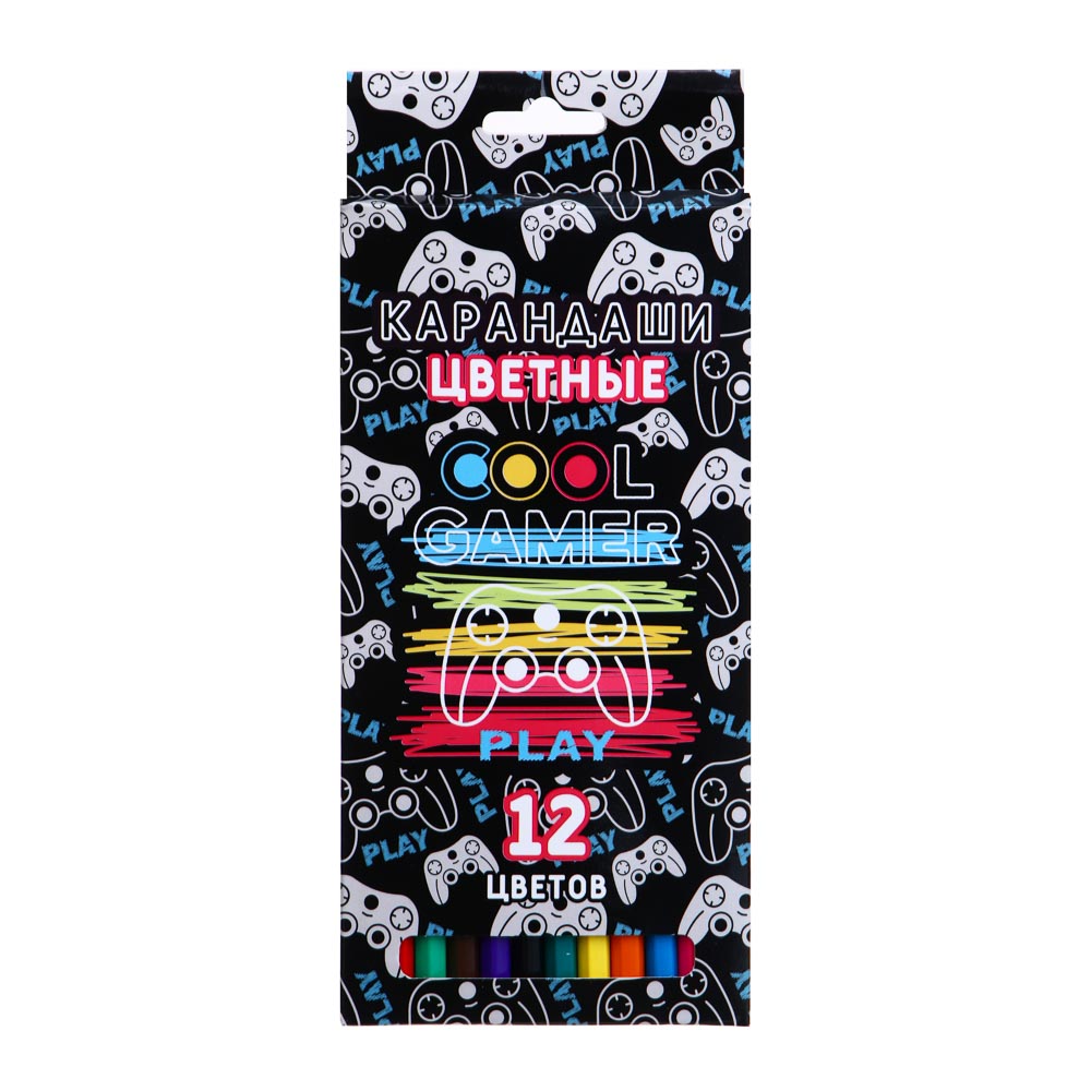 КУЛ ГЕЙМЕР Карандаши 12 цветов шестигранные заточенные