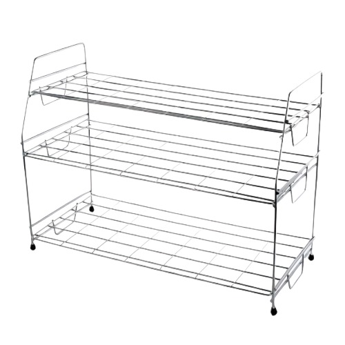 Полка д/обуви 3-х ярусная разборная хром (43*61*27,5см) АМ 14С