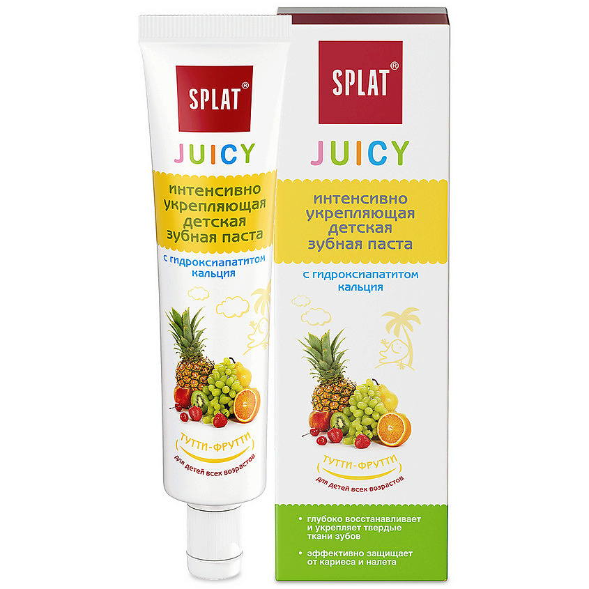 Juicy зубная паста детская укрепляющая с гидроксиапатитом "Тутти-фрутти" 35мл