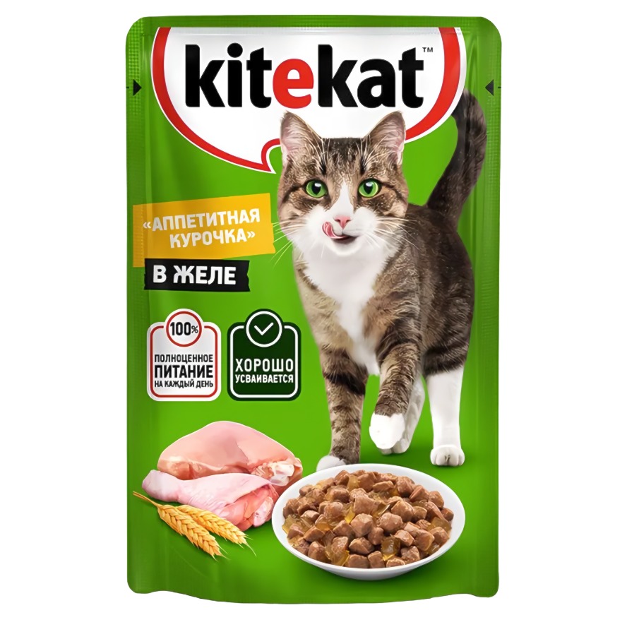 Kitekat влажный курица желе 85гр м/уп