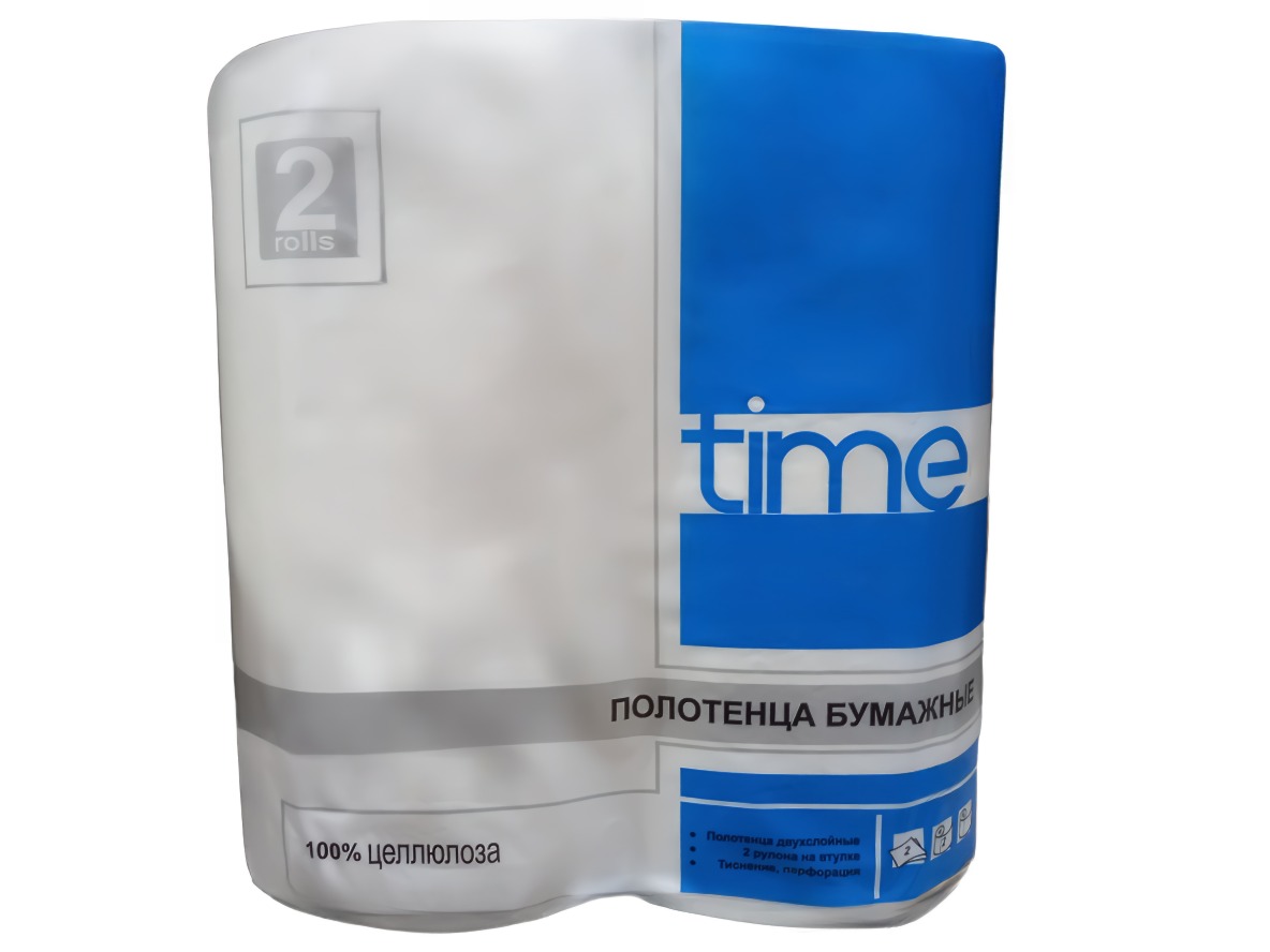 Полотенце бумажное Time 2сл 2рулона белое