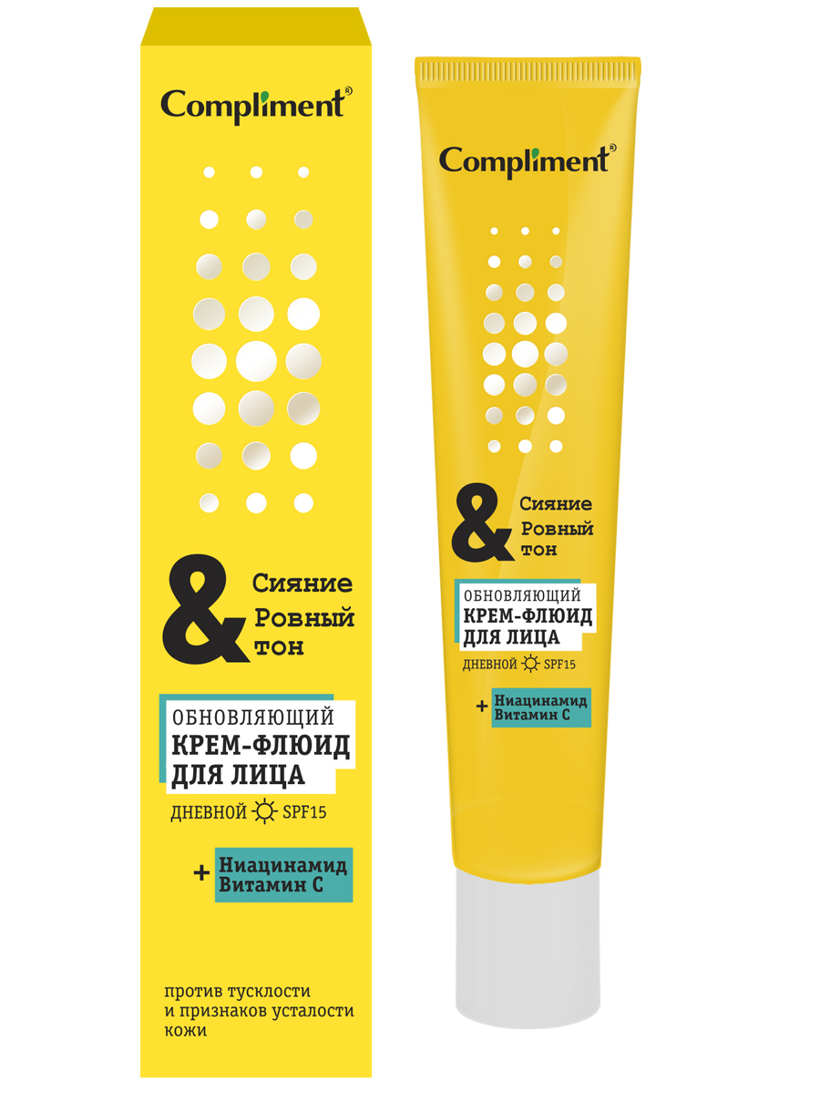 Compliment сияние и ровный тон обновляющий дневной крем-флюид для лица 50мл