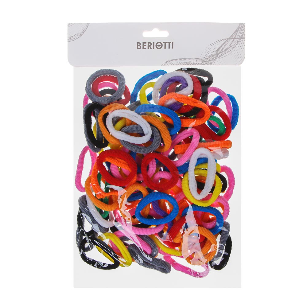BERIOTTI Набор резинок для волос 100шт,полиэстер, 3,5см,7-10 цветов
