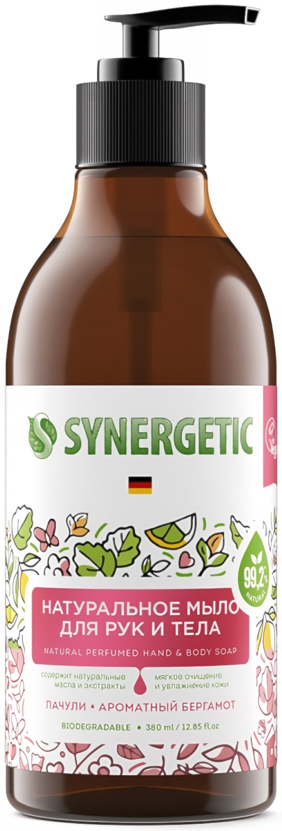 SN Мыло биоразглагаемое натуральное для рук и тела Пачули и ароматный бергамот 380мл