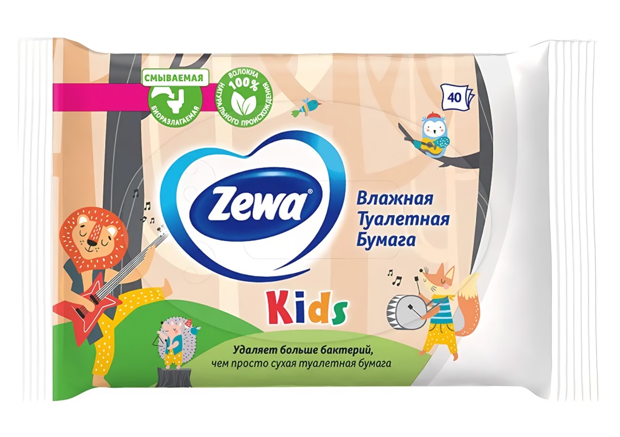 Зева туалетная бумага детская влажная 40шт