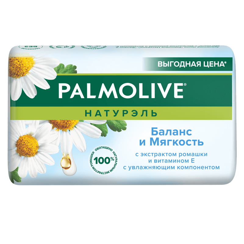 Палмолив мыло Баланс и мягкость с экстрактом ромашки и витамином Е 150гр