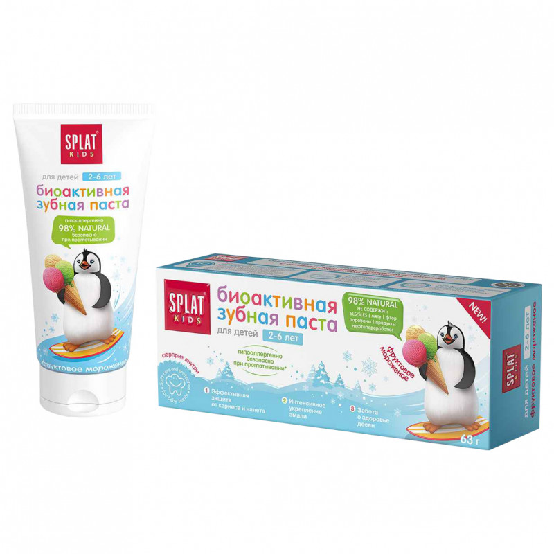 Splat зубная паста натуральная Kids Фруктовое мороженое 50мл