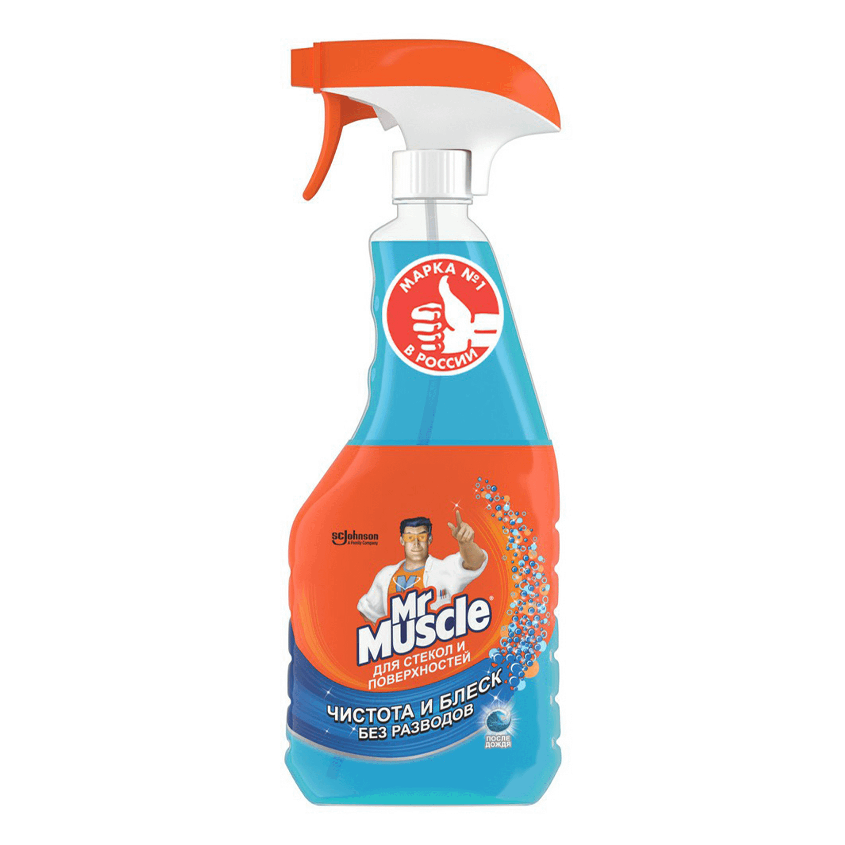 Мистер Мускул для стекол и поверхностей спирт 500мл синий