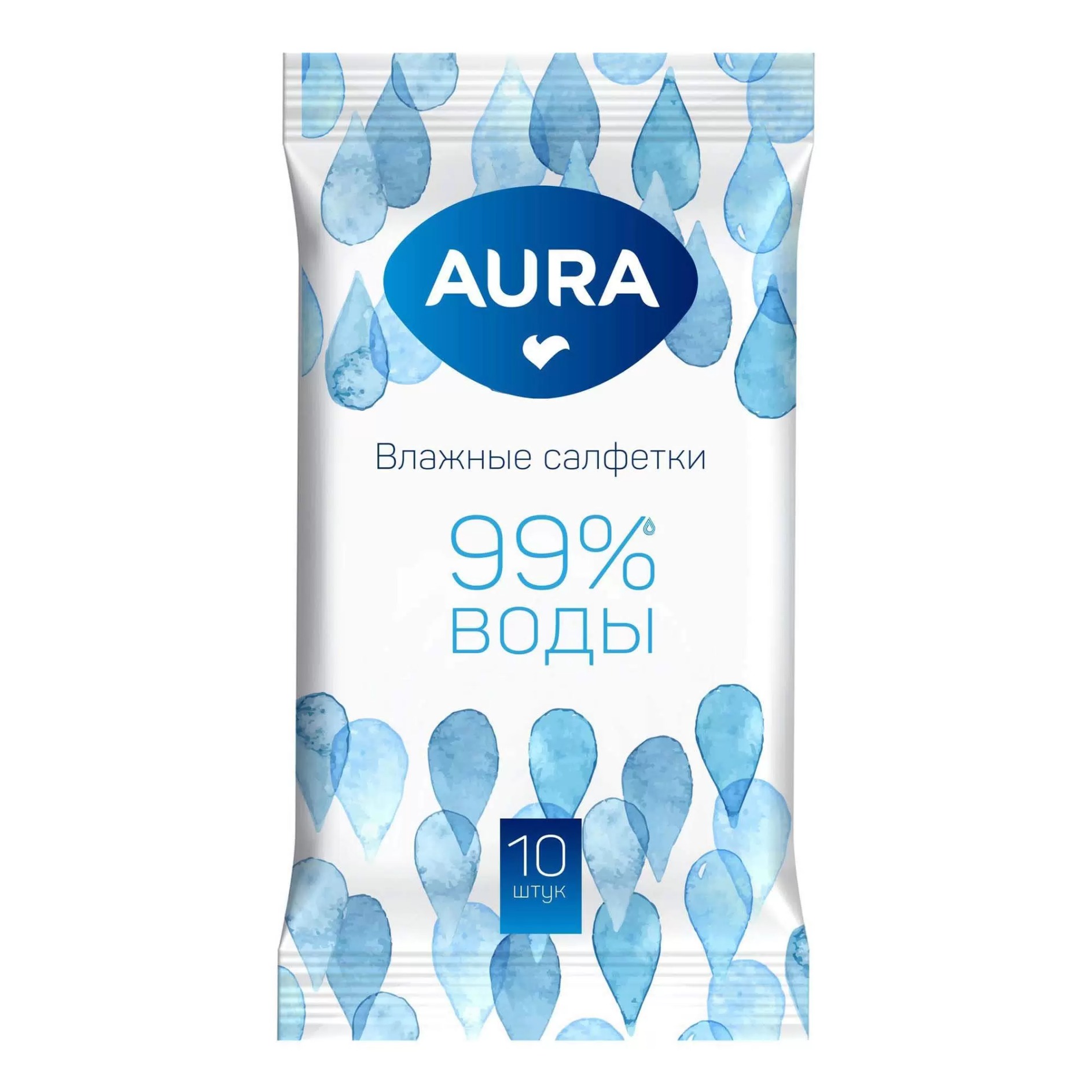 Aura влажные салфетки освежающие 10шт