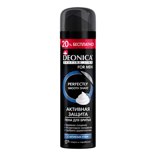 Deonica for men Пена для бритья Активная защита с черным углём 240 мл Deonica for men Пена для бритья Активная защита с черным углём 240 мл