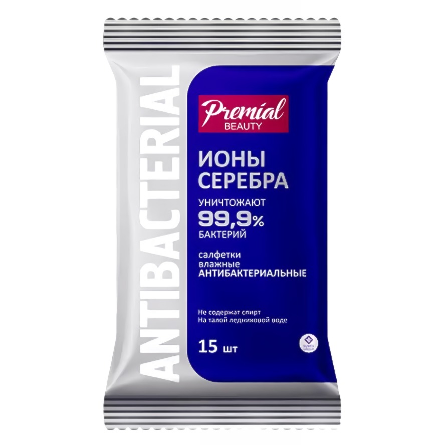 Premial Антибактериальные влажные салфетки Серебряная защита 15шт