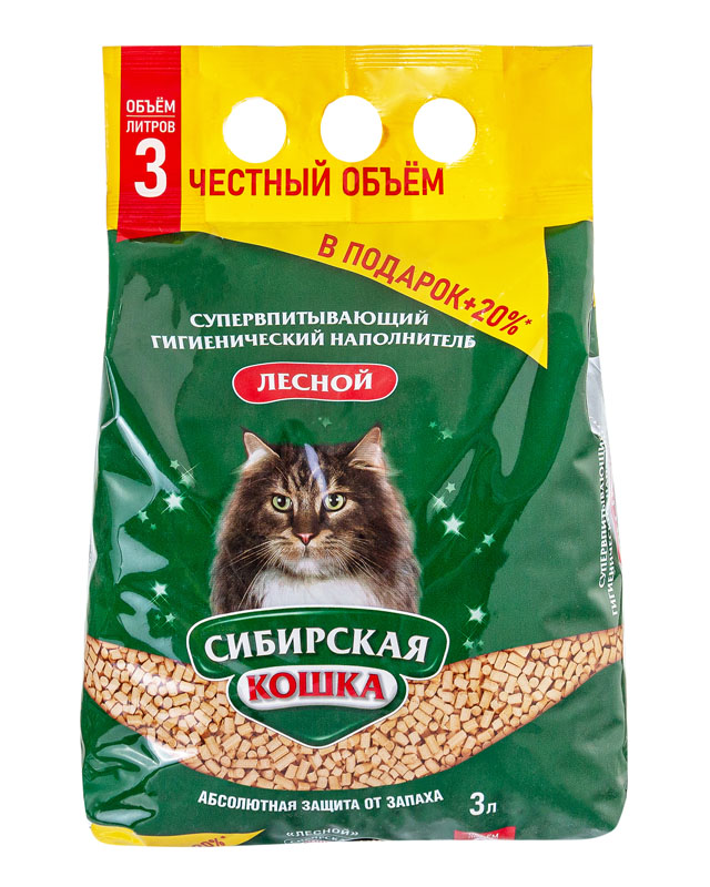 Сибирская кошка Наполнитель Лесной 3л