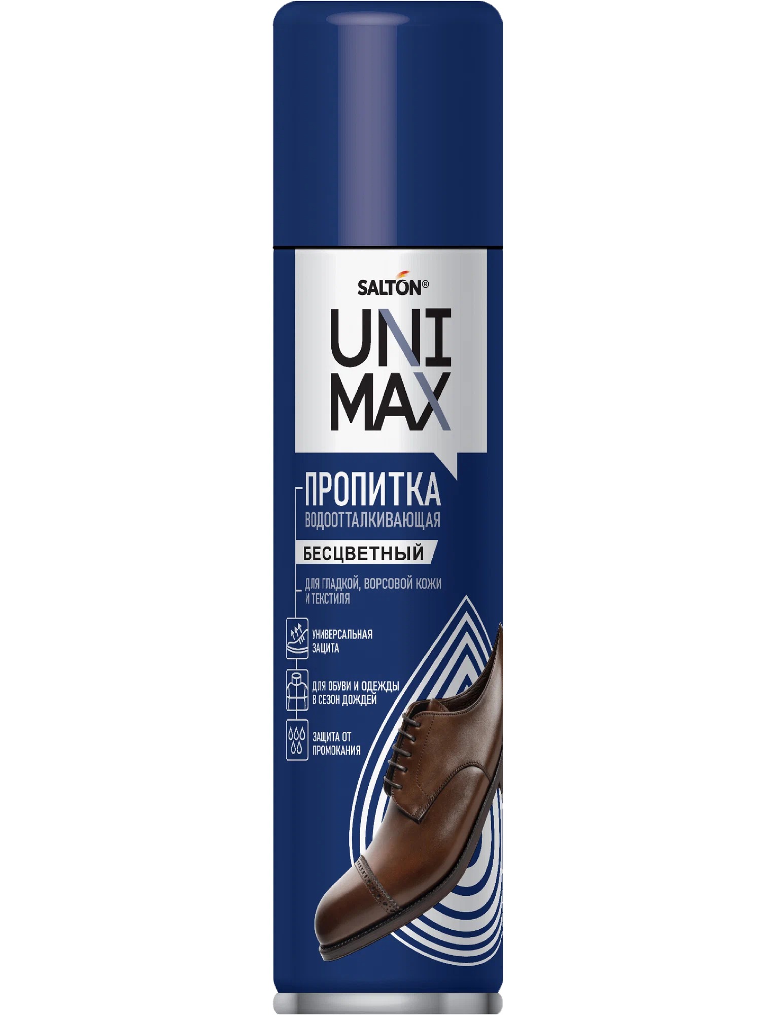 Unimax Средство для защиты от воды изделий из гладкой кожи,замши, нубука, велюра и текстиля 250 мл