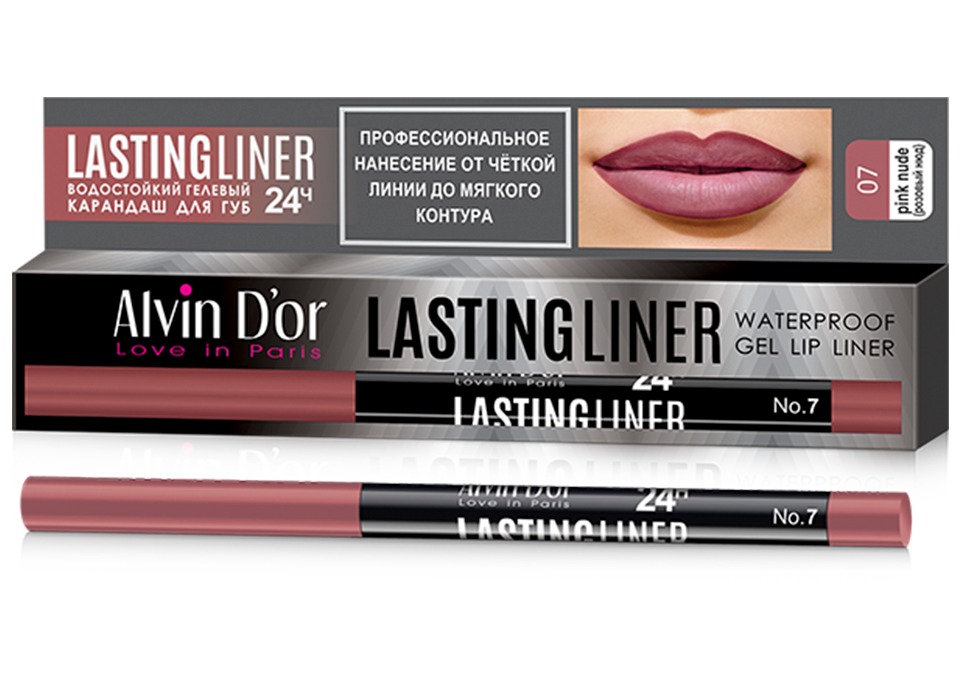 Карандаш для губ гелевый водостойкий Lastingliner 0,29 гр в коробке P-15 (07, розовый нюд)