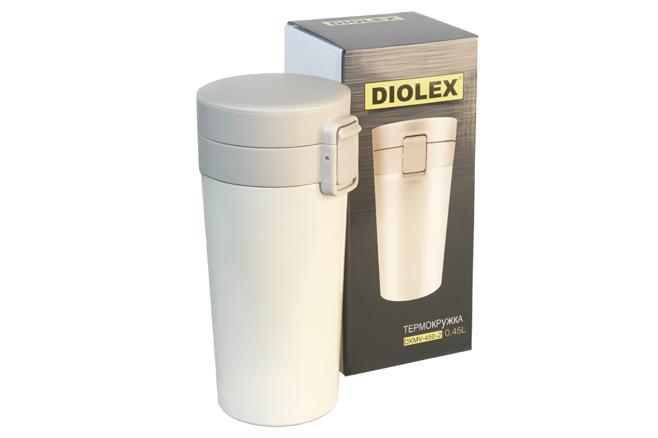 Diolex Термокружка 450 мл с кнопкой клапаном DXMV-450-2