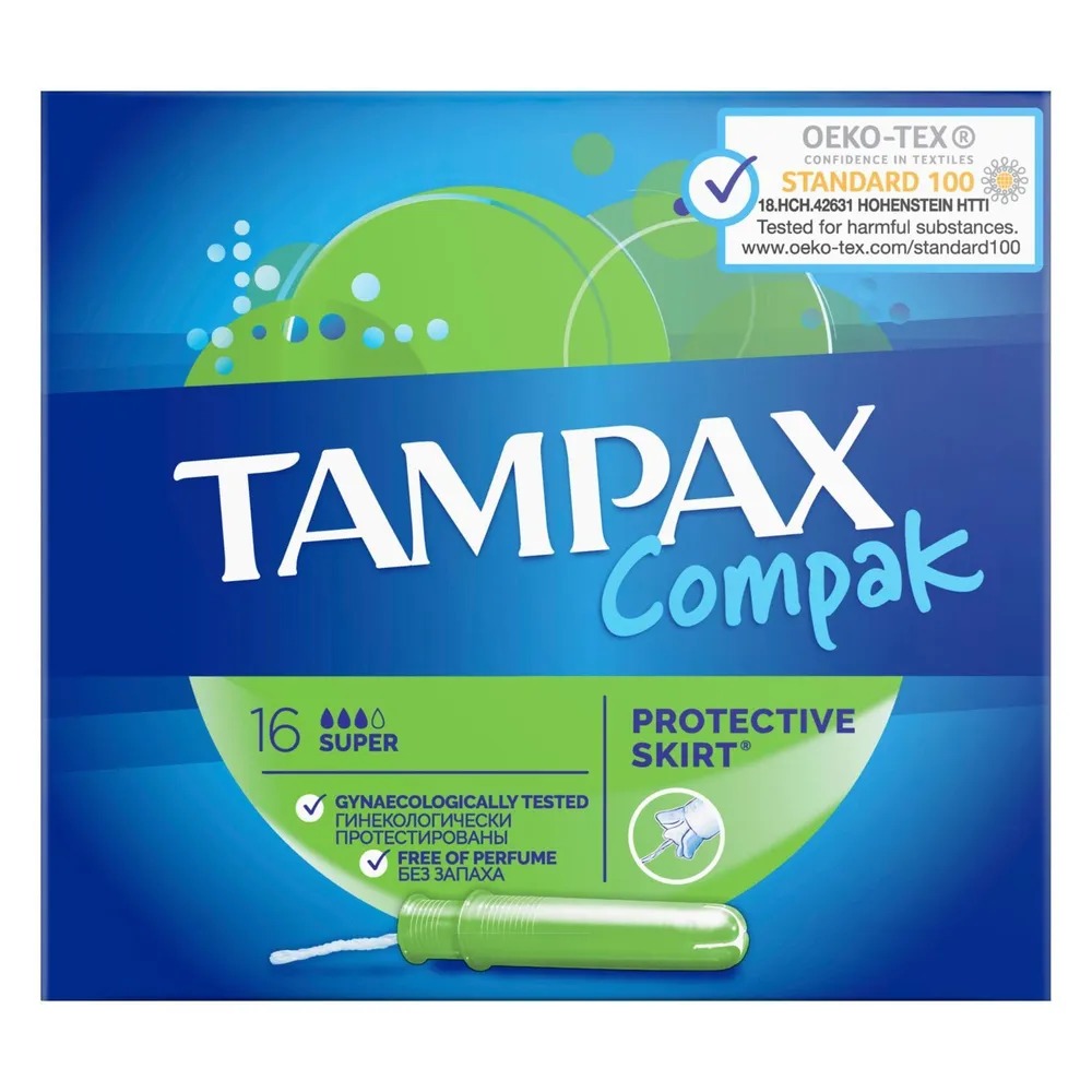 tampax compak super с апликатором 16 шт