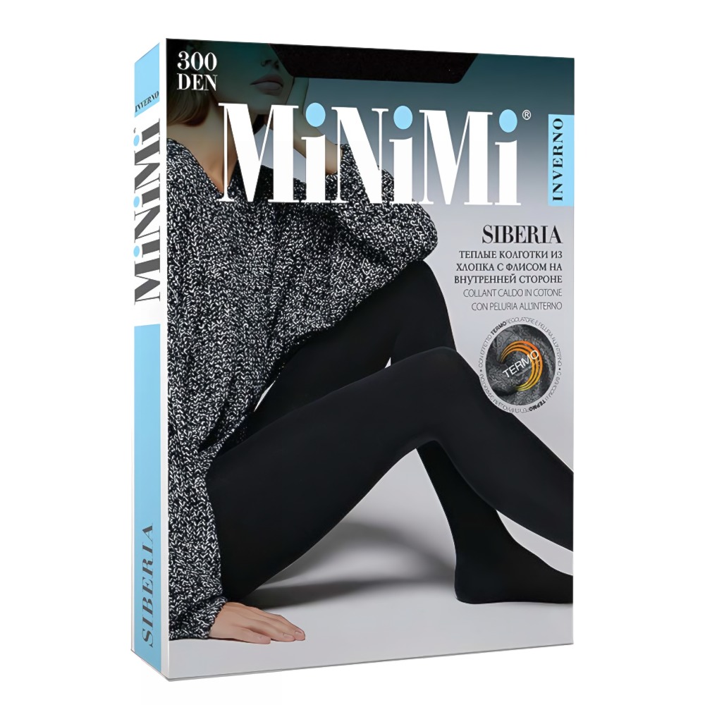 Minimi Siberia 300 колготки хлопок с ворсом (4, Nero)