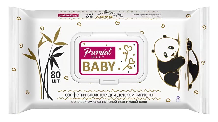Premial Салфетки влажные детские с алое-вера 80 шт