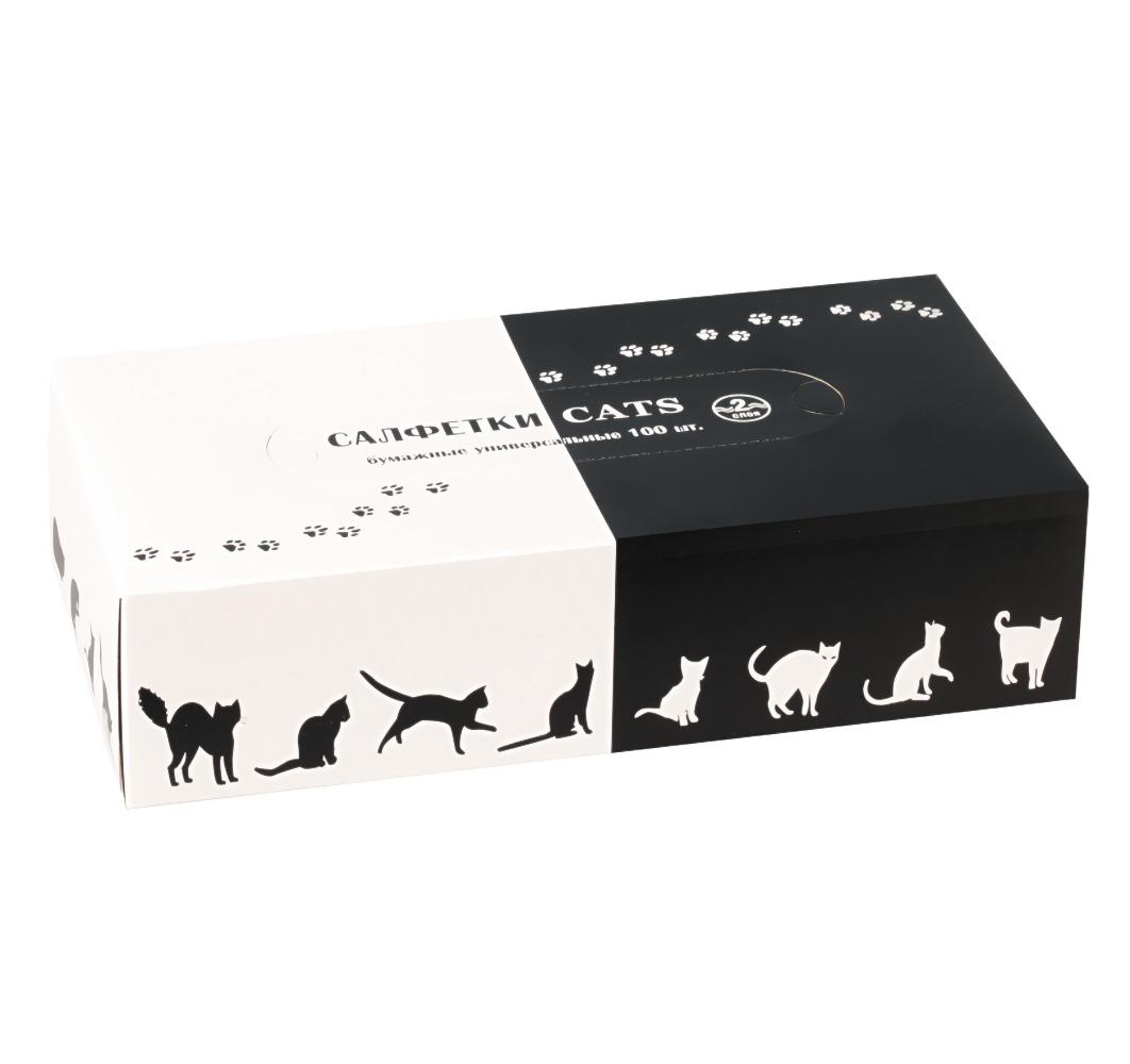 Biopin Салфетки двухслойные косметические Cats 100шт