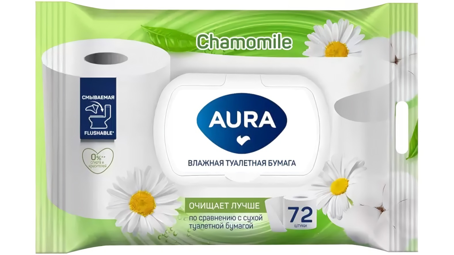 AURA Влажная туалетная бумага 72 шт