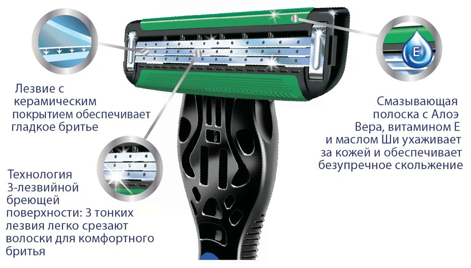 Deonica 3 лезвия For men Сменные кассеты для бритья 4шт 