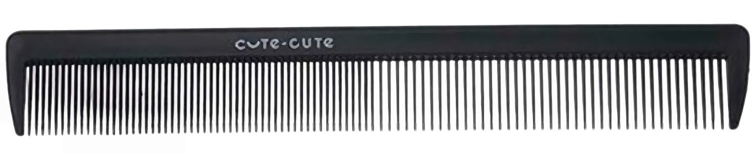 Гребень комбинированный узкий пластик,черный  020015