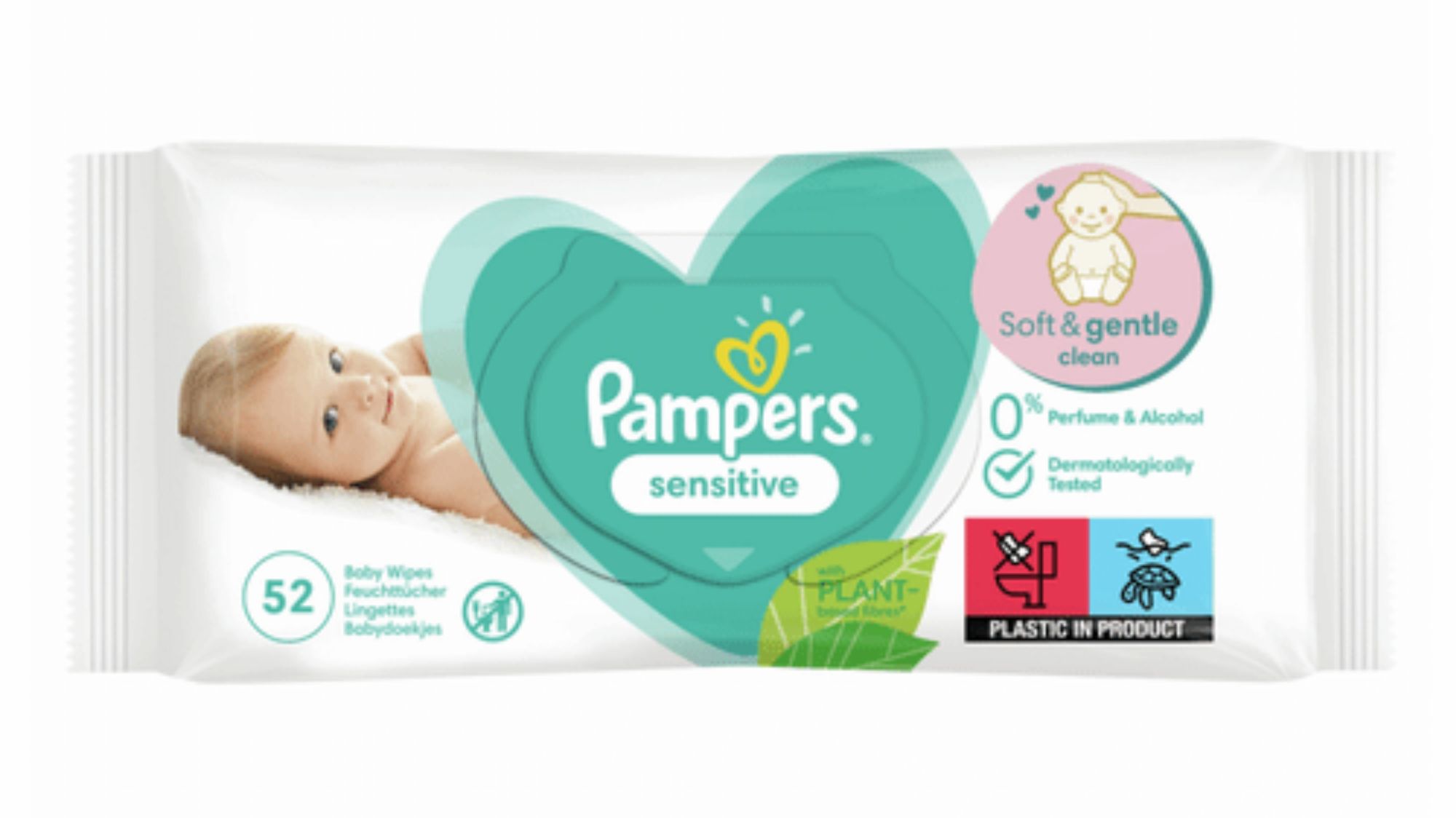 Pampers Салфетки детские влажные Sensitive 4х52шт